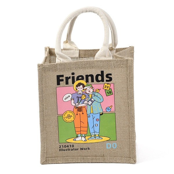 

PandaHall Jute Tote Bags Soft Cotton Handles Laminated Interior, with Handles, for Gifts Bags, Reusable Grocery Bag Shopping Tote Bag, Human...