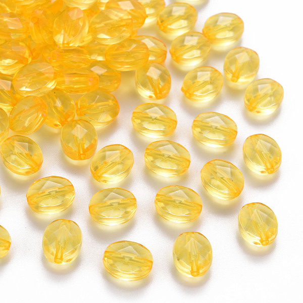 

PandaHall Transparent Acrylic Beads, Oval, Gold, 10x8x5.5mm, Hole: 1.5mm, about 1550pcs/500g Acrylic Oval Gold