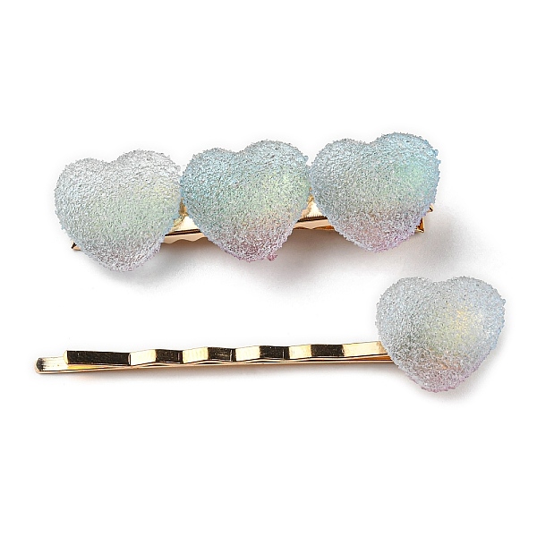 

PandaHall Gradient Heart Resin & Iron Clips Sets, Alligator Hair Clips & Hair Bobby Pins, Hair Accessories for Girls Women, Light Blue...