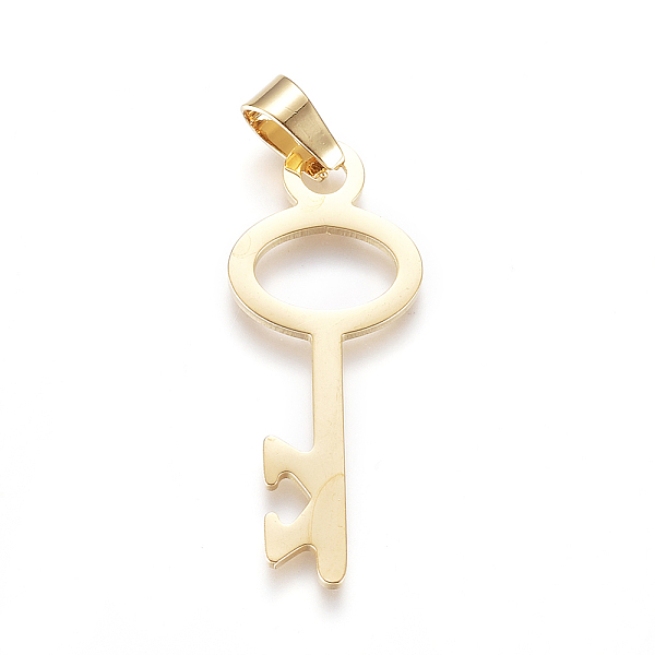 

PandaHall Vacuum Plating 304 Stainless Steel Pendants, Large Hole Pendants, Key, Golden, 36x14x1mm, Hole: 7mm 304 Stainless Steel Key