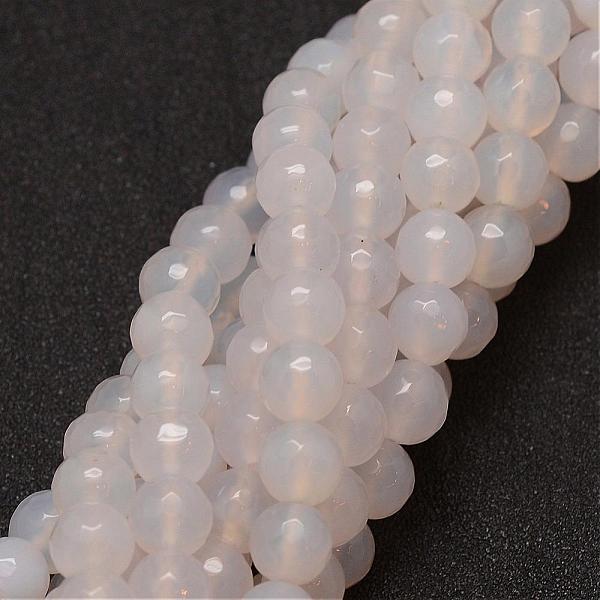 

PandaHall Natural Agate Beads Strands, Dyed, Faceted, Round, Linen, 8mm, Hole: 1mm, about 47pcs/strand, 14 inch Natural Agate Round Brown
