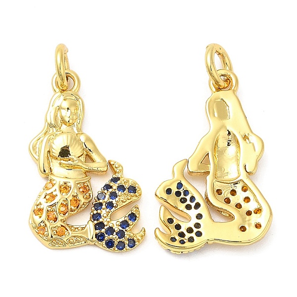 

PandaHall Brass Micro Pave Cubic Zirconia Pendants, Mermaid, Real 18K Gold Plated, 20x14x2mm, Hole: 3mm Brass+Cubic Zirconia Mermaid Orange