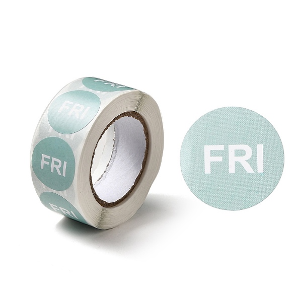 

PandaHall Paper Sticker Rolls, Round Dot Decals for DIY Scrapbooking Craft, Week , Aqua, 25mm, about 500pcs/roll Paper Round Cyan