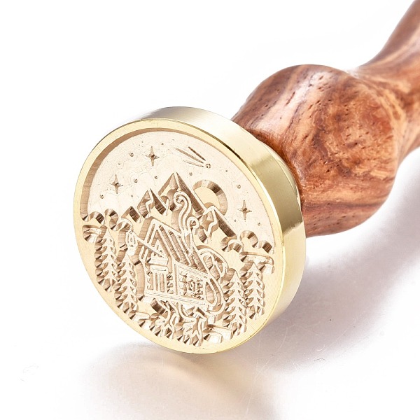 

PandaHall Brass Wax Seal Stamp, with Wooden Handle, for Post Decoration, DIY Card Making, Magic Themed Pattern, Golden, 90x26mm Brass Others