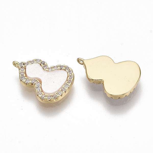 

PandaHall Brass Micro Pave Clear Cubic Zirconia Charms, with White Acrylic, Nickel Free, Gourd, Real 18K Gold Plated, 13x9.5x1.5mm, Hole...
