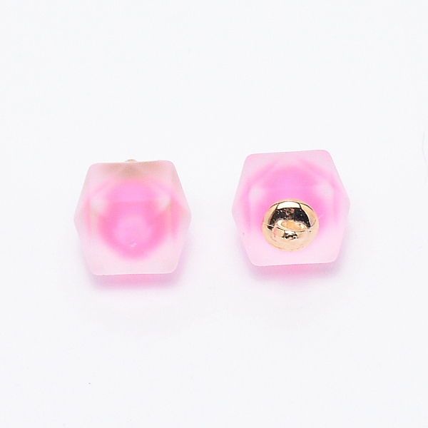 

PandaHall Resin Frosted Pendants, with Golden Zinc Alloy Loop, Bead in Bead Pendants, Hexagon, Pearl Pink, 20x15.5x15.5mm, Hole: 2.2mm Resin...