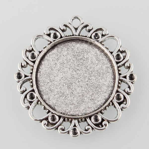 

PandaHall Tibetan Style Alloy Flower Pendant Cabochon Settings, Cadmium Free & Lead Free, Antique Silver, Tray: 25mm, Fit for 2mm Rhinestone...