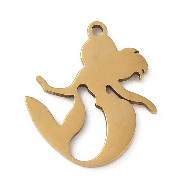 

PandaHall 5Pcs 201 Stainless Steel Pendants, Laser Cut, Mermaid Charm, Golden, 17.5x14.5x1mm, Hole: 1.2mm 201 Stainless Steel Mermaid