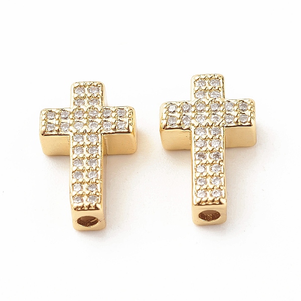 

PandaHall Rack Plating Brass Cubic Zirconia Beads, Cadmium Free & Lead Free, Real 18K Gold Plated, Cross, Clear, 15x9x4mm, Hole: 1.7mm...