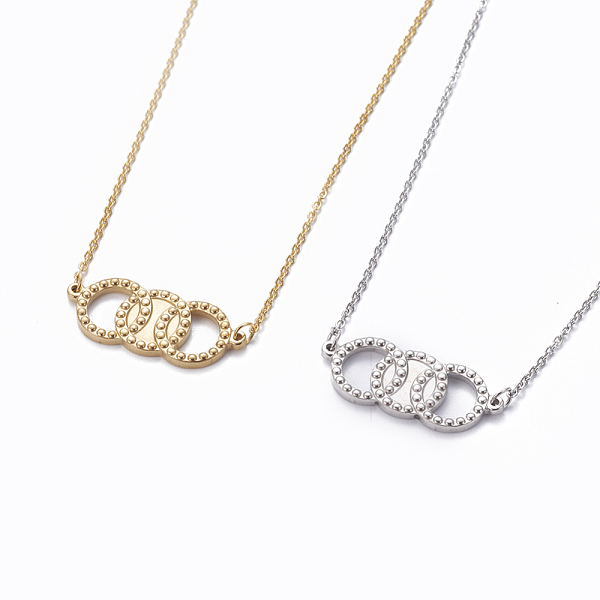 

PandaHall 304 Stainless Steel Pendant Necklaces, with Cable Chains, Ring, Mixed Color, 18.89 inch(48cm), Pendant: 12x30x2.5mm 304 Stainless...