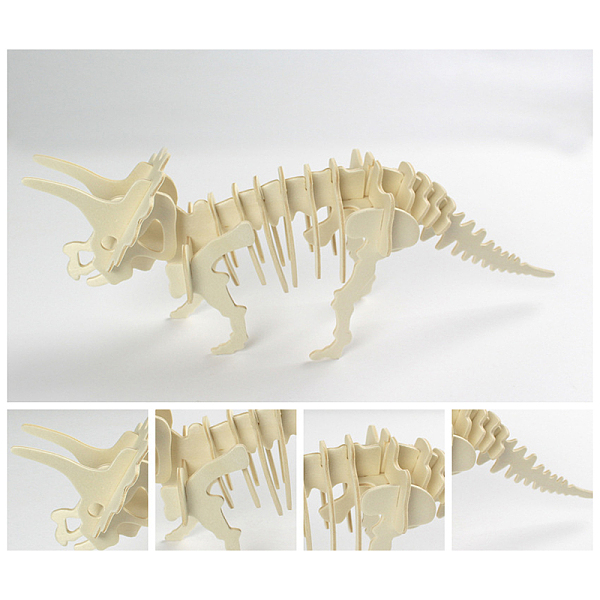 

PandaHall Wood Assembly Animal Toys for Boys and Girls, 3D Puzzle Model for Kids, Triceratops, Linen, Finished: 310x75x115mm Wood Dinosaur..., Brown