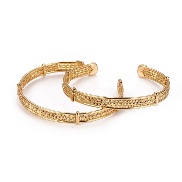 

PandaHall Long-Lasting Plated Brass Cuff Bangles, Golden, 2-3/8 inch(6.2cm) Brass