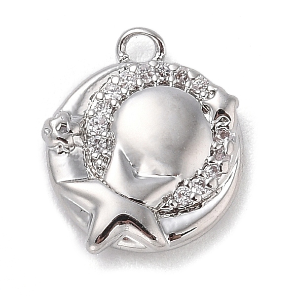 

PandaHall Brass with Cubic Zirconia Charms, Flat Round with Star, Platinum, 12.5x10.5x2.5mm, Hole: 1.4mm Brass+Cubic Zirconia Flat Round..., Clear