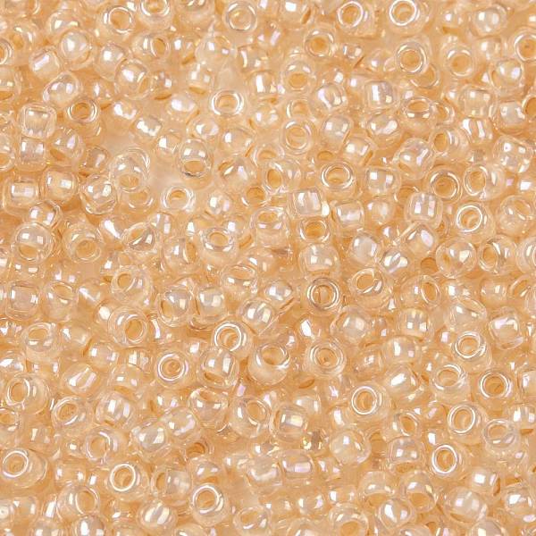 

PandaHall TOHO Round Seed Beads, Japanese Seed Beads, (794) Inside Color AB Crystal/Apricot Lined, 8/0, 3mm, Hole: 1mm, about 10000pcs/pound..., Gold