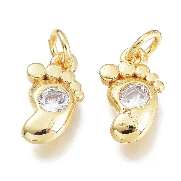 

PandaHall Brass Micro Pave Clear Cubic Zirconia Charms, with Jump Ring, Footprint, Golden, 10x5.5x2.5mm, Hole: 1.5mm, Jump rings: 3.5x0.8mm...