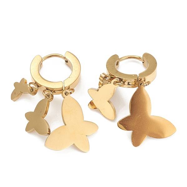 

PandaHall Ion Plating(IP) 304 Stainless Steel Huggie Hoop Earrings, Butterfly, Golden, 30mm, Pin: 1mm 304 Stainless Steel Butterfly