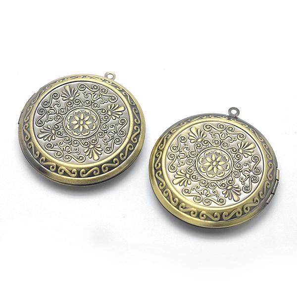 

PandaHall Brass Locket Pendants, Photo Frame Charms for Necklaces, Cadmium Free & Nickel Free & Lead Free, Flat Round with Flower, Brushed...