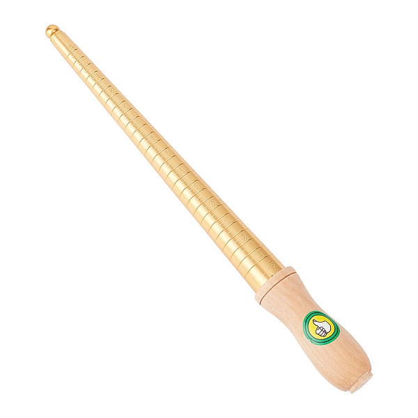 

PandaHall Brass Ring US Sizer Mandrel Rods, with Wood Handle, Goldenrod, 30x2.8cm Brass Gold