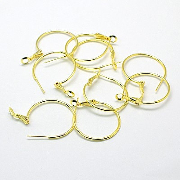 

PandaHall Brass Hoop Earrings, Golden, 20x1.2mm Brass