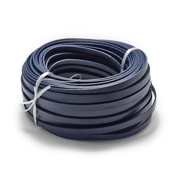

PandaHall Leather Cords, Prussian Blue, 10x2mm, about 50Yards/Bundle(150 Feet/Bundle) Cowhide Flat Blue