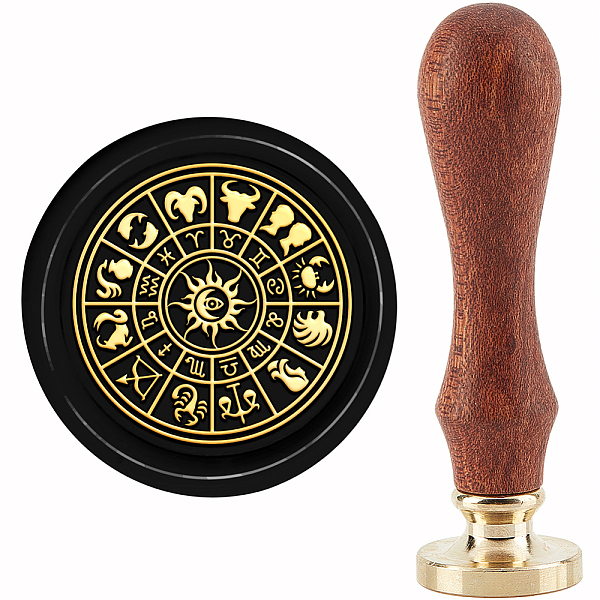 

PandaHall CRASPIRE Wax Seal Stamp Twelve Constellation Wax Stamp 30mm/1.18inch Removable Brass Head Sealing Stamp with Wooden Handle for...