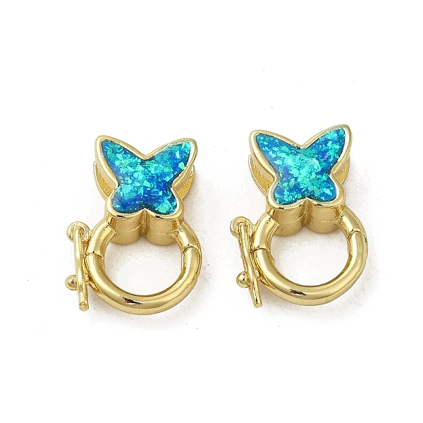 

PandaHall Rack Plating Brass Twister Clasps, with Synthetic Opal, Cadmium Free & Lead Free, Long-Lasting Plated, Real 18K Gold Plated...