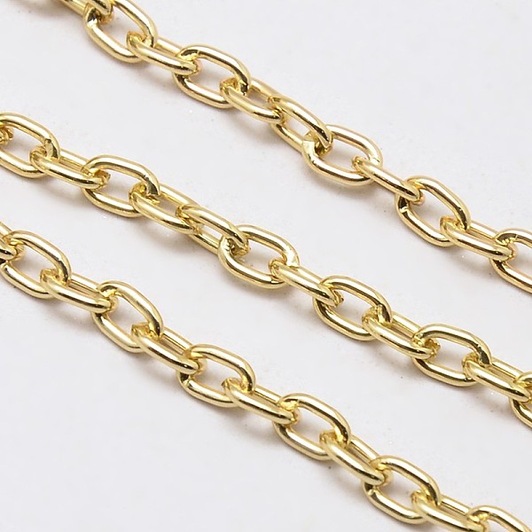 

PandaHall Aluminium Cable Chains, Unwelded, with Spool, Oval, Lead Free & Nickel Free, Golden, 5.8x3.8x1mm, about 164.04 Feet(50m)/roll...