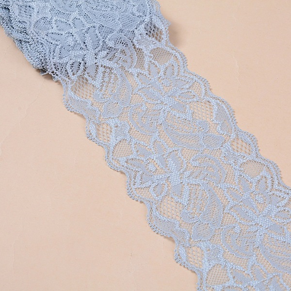 

PandaHall Elastic Lace Trim, Lace Ribbon For Sewing Decoration, Light Grey, 80mm Polyester Gray