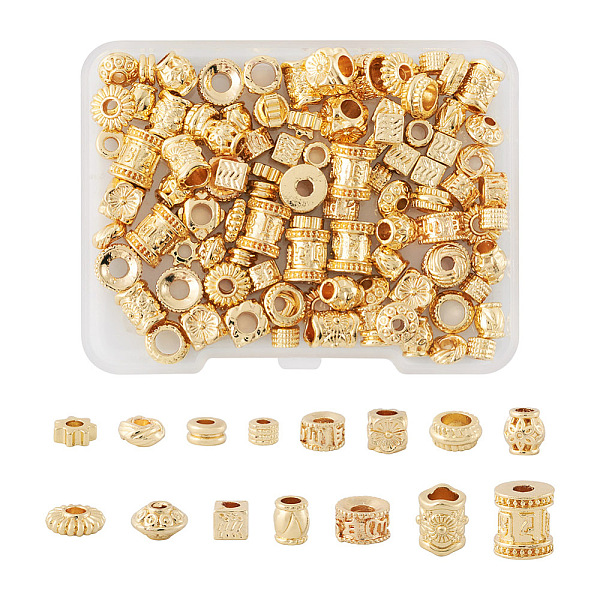 

PandaHall DIY Beads Jewelry Making Finding Kit, Including 112Pcs 14 Style Alloy & Brass Beads, Cube & Column & Barrel & Sun, Golden...