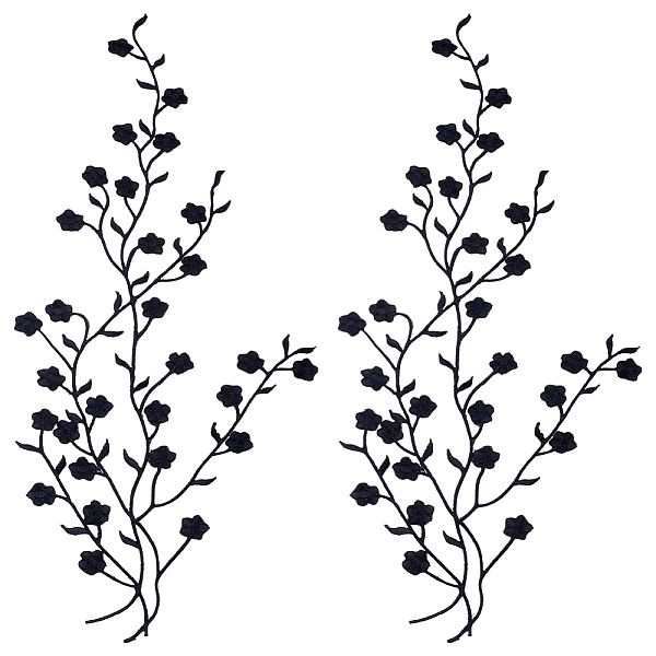 

PandaHall Cotton Embroidery Ornament Accessories, Appliques, Flower, Black, 450~470x1mm Cotton Flower Black