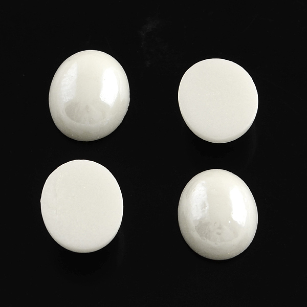 

PandaHall Pearlized Plated Opaque Glass Cabochons, Oval, White, 6x4x2mm Glass Oval White