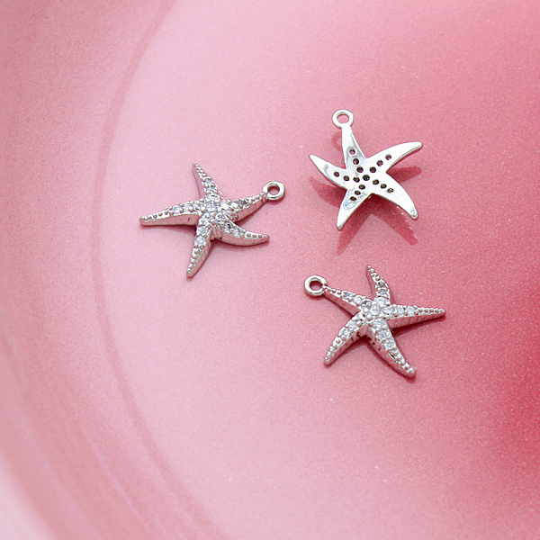 

PandaHall Brass Rhinestone Pendants, Platinum, Starfish, 16x13mm Brass+Rhinestone Starfish Clear
