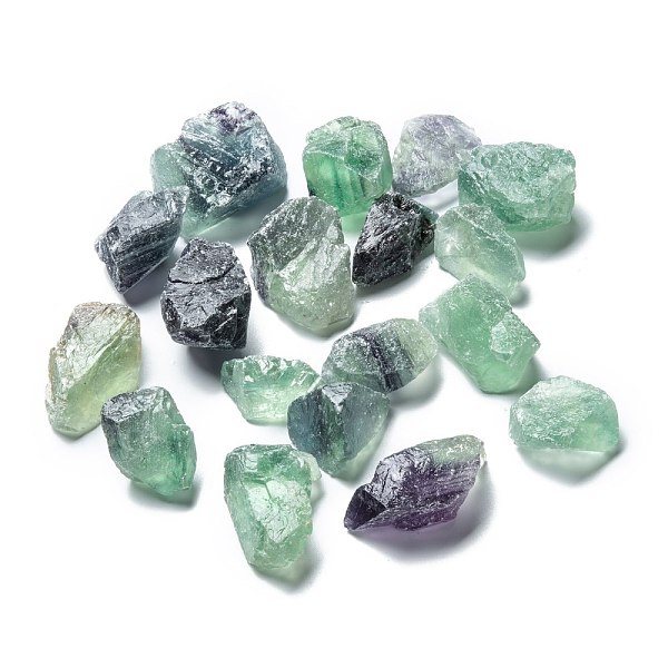 

PandaHall Rough Raw Natural Fluorite Beads, No Hole/Undrilled, Nuggets, 32~47x20~39x18~28mm, about 15pcs/500g Fluorite Nuggets