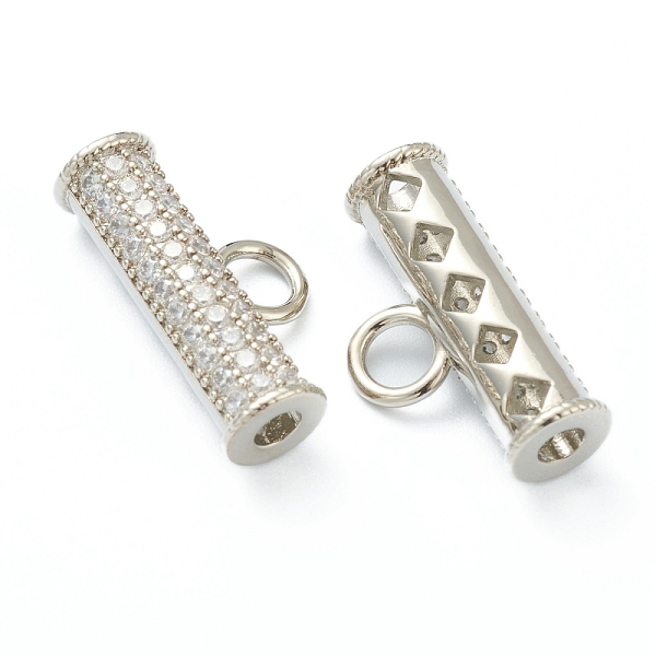 

PandaHall Brass Cubic Zirconia Tube Bails, Loop Bails, Long-Lasting Plated, Column, Platinum, 12x22x6mm, Hole: 4mm, Inner Diameter: 3mm..., Clear