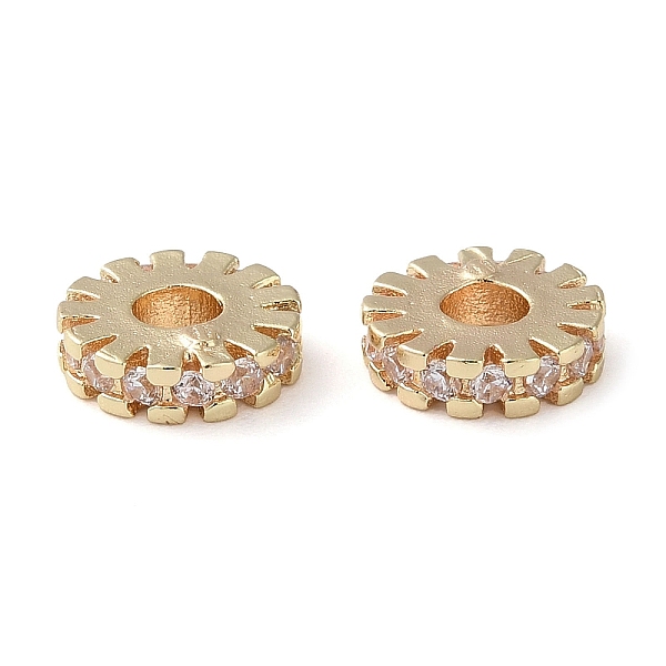 

PandaHall Rack Plating Brass Micro Pave Cubic Zirconia Beads, Lead Free & Cadmium Free, Long-Lasting Plated, Flat Round, Golden, 8x2mm, Hole..., Clear