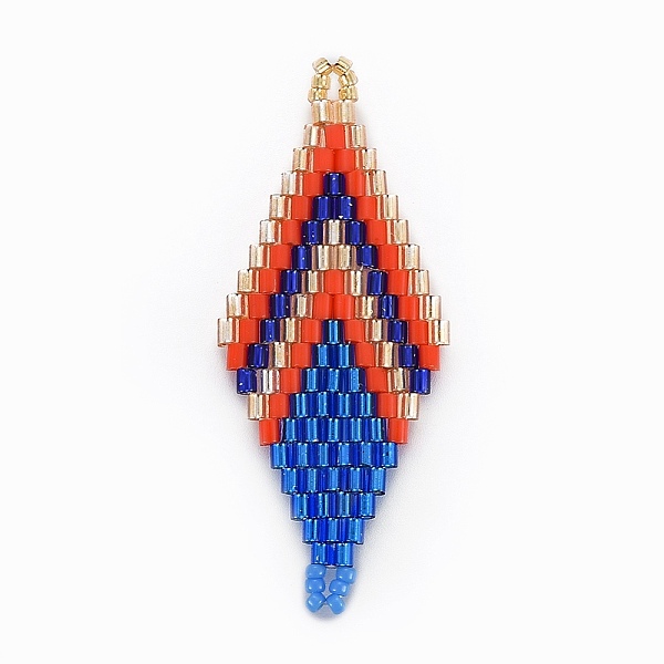 

PandaHall MIYUKI & TOHO Handmade Japanese Seed Beads Links, Loom Pattern, Rhombus, Blue, 43~45x17.6~18.1x1.7~2mm, Hole: 1.2~1.5mm Glass...