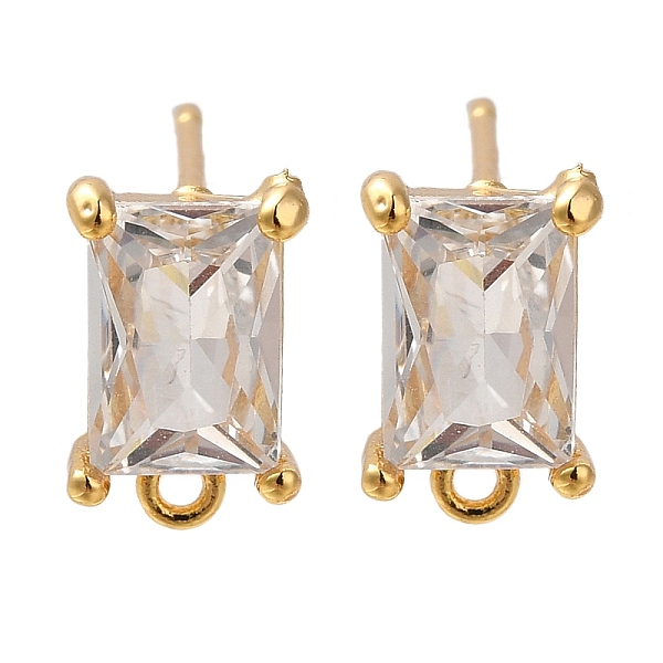 Boucles d'oreilles à tige en laiton et zircone cubique transparente pour femmes