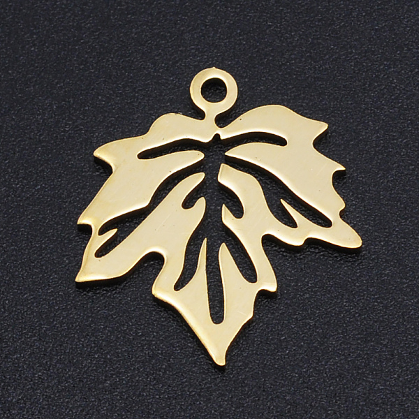 

PandaHall Autumn Theme 201 Stainless Steel Pendants, Maple Leaf, Hollow, Golden, 19x17x1mm, Hole: 1.5mm 201 Stainless Steel Leaf