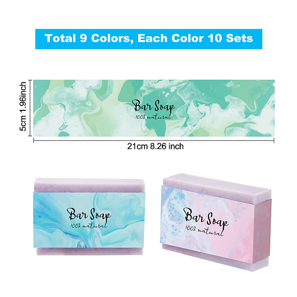 

PandaHall 9 Styles Handmade Soap Tape, 90pcs Soap Wrappers Vertical Soap Paper Tag Soap Tape Labels Sleeves Covers for Homemade Soap Bar..., Multicolor