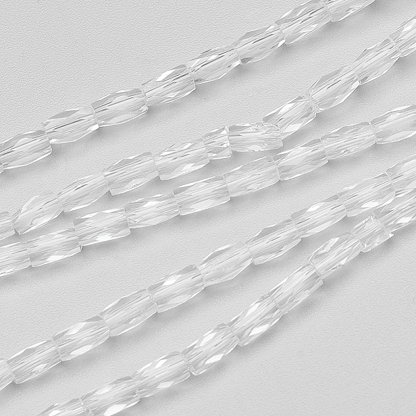 

PandaHall Transparent Glass Beads Strands, Faceted, Column, Clear, 5x3mm, Hole: 0.5mm, about 100pcs/strand, 19.4 inch Glass Column Clear