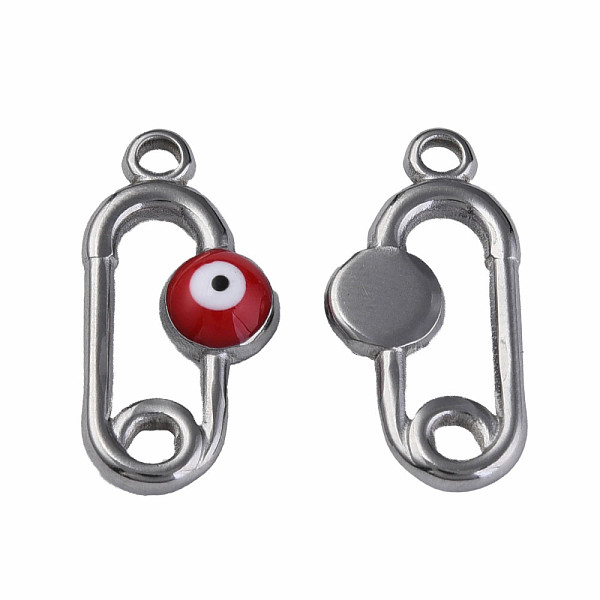 

PandaHall 304 Stainless Steel Enamel Pendants, Oval with Evil Eye, Stainless Steel Color, Dark Red, 20x10x3mm, Hole: 1.6mm Stainless...