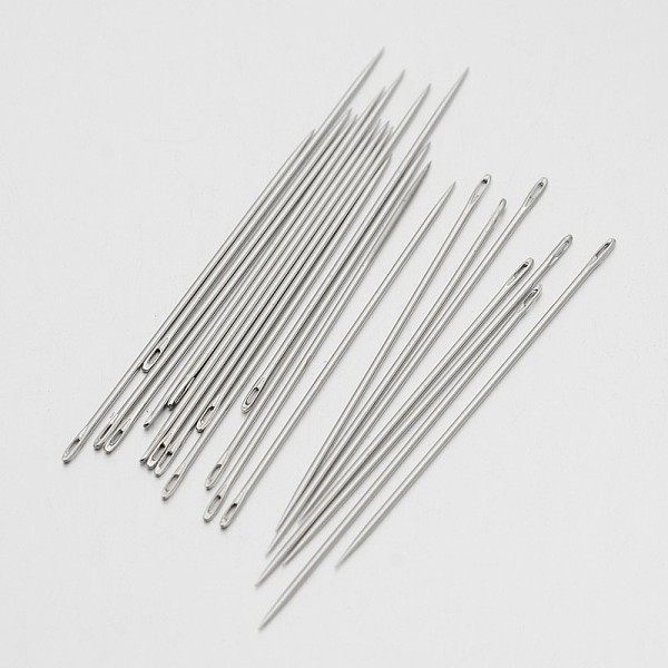 

PandaHall Carbon Steel Sewing Needles, Platinum, 4.2x0.07cm, about 50pcs/bag Carbon Steel