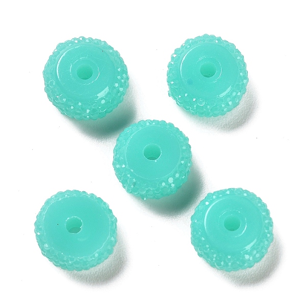 

PandaHall Opaque Resin Beads, Textured Rondelle, Turquoise, 12x7mm, Hole: 2.5mm Resin Rondelle Green