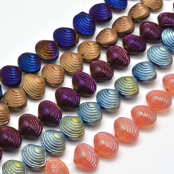 

PandaHall Frosted Electroplate Glass Shell Beads Strands, Mixed Color, 12x14.5x10mm, Hole: 1mm, about 32pcs/strand, 16 inch Glass Others..., Multicolor