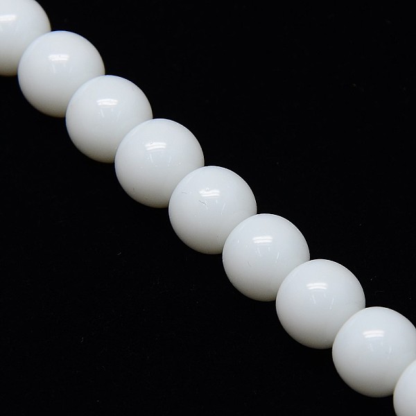 

PandaHall Opaque Solid Color Crystal Glass Round Beads Strands, White, 10mm, Hole: 1mm, about 23pcs/strand, 15.3 inch Glass Round White