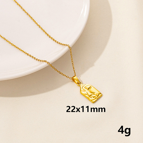 

PandaHall Stainless Steel Abstract Face Pendant Necklaces, Cable Chain Necklaces Stainless Steel