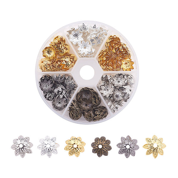 

PandaHall Iron Bead Caps, Mixed Color, 10x4mm, Hole: 1mm, 300pcs/box Iron