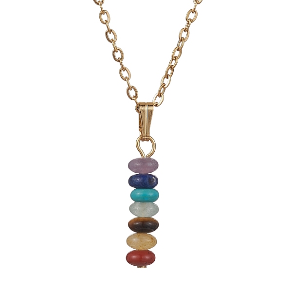

PandaHall Natural & Synthetic Mixed Gemstone Disc Pendant Necklaces, with Stainless Steel Chains, Golden, 17.80 inch(452mm) Mixed Stone Disc