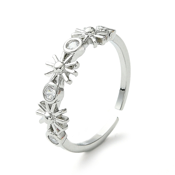 

PandaHall Bass Micro Pave Cubic Zirconia Ring, Long-Lasting Plated, Sun, Platinum, Inner Diameter: 16mm Brass+Cubic Zirconia Sun Clear