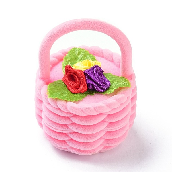 

PandaHall Velvet Ring Boxes, with Plastic and Ribbon, Flower Basket, Pink, 5.8x6cm Velvet Others Pink